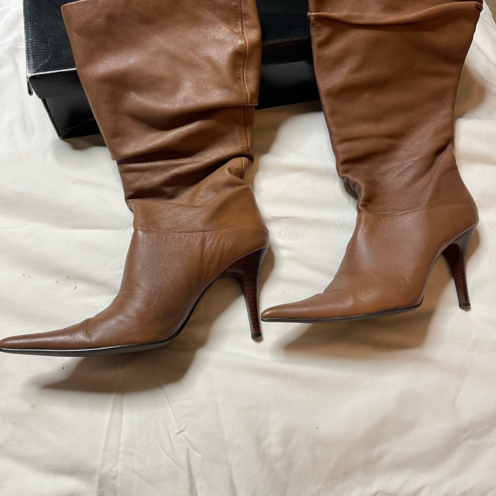 Brown Leather Knee-High Boots